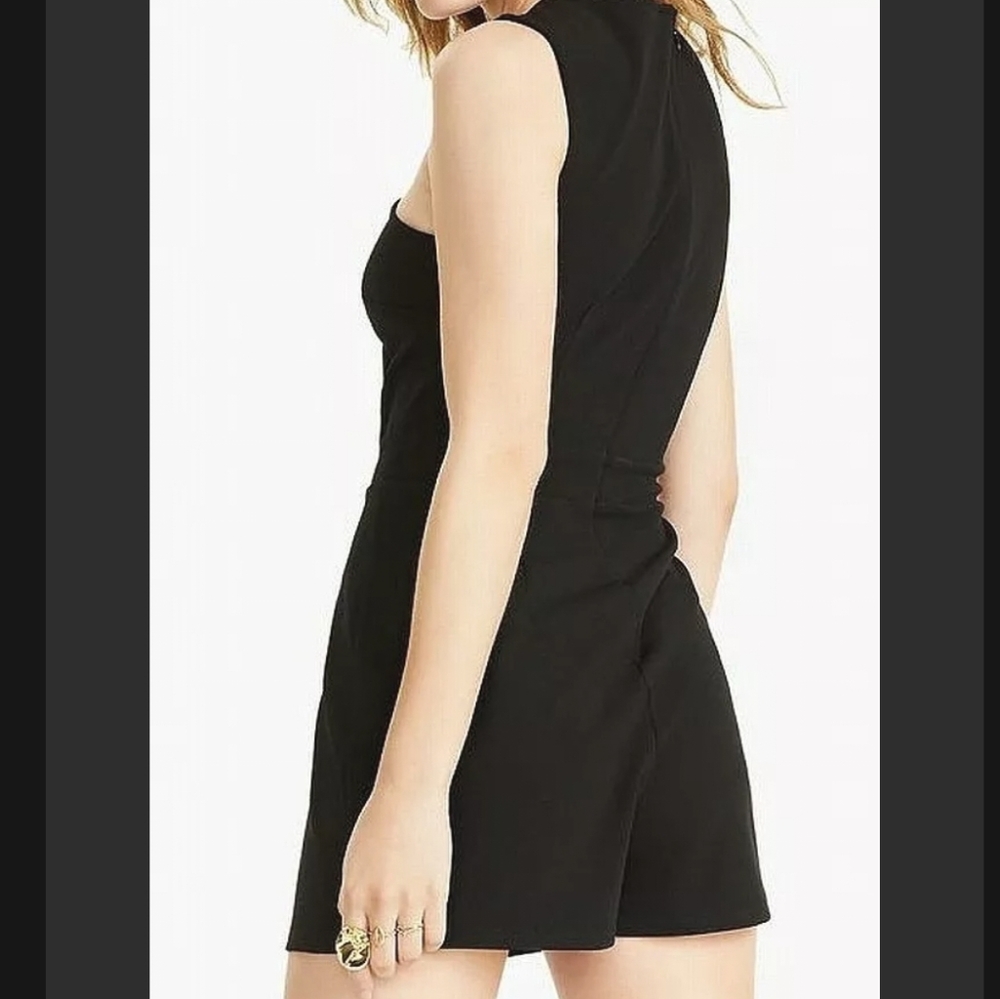 Bar III Womens Romper Deep Black Size 8 Cross-Front Sleeveless Solid. Stretch. - Picture 2 of 4